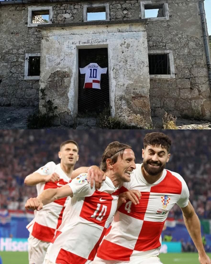 FootballFactly's tweet image. 🚨 G O N E R I N G! Joško Gvardiol visited Luka Modric&apos;s childhood home in Croatia, destroyed during the 1991 war by Serbian forces, who also killed Modric&apos;s grandfather, forcing his family to flee as refugees 🙏🇭🇷

Gvardiol hung Modrić&apos;s shirt on the door to pay tribute to the…