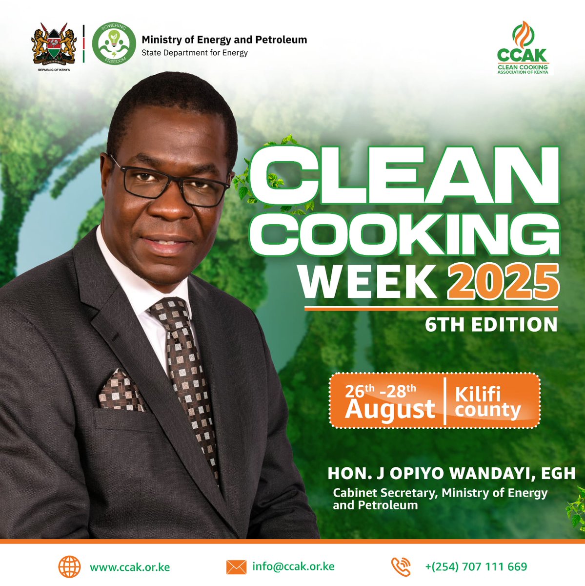 Come join us for the 2025 Clean Cooking Week from the 26th to the 28th August, which is just 29 days away! 🎉

Kindly confirm your participation by clicking the registration link below:
👉 bit.ly/4met58A