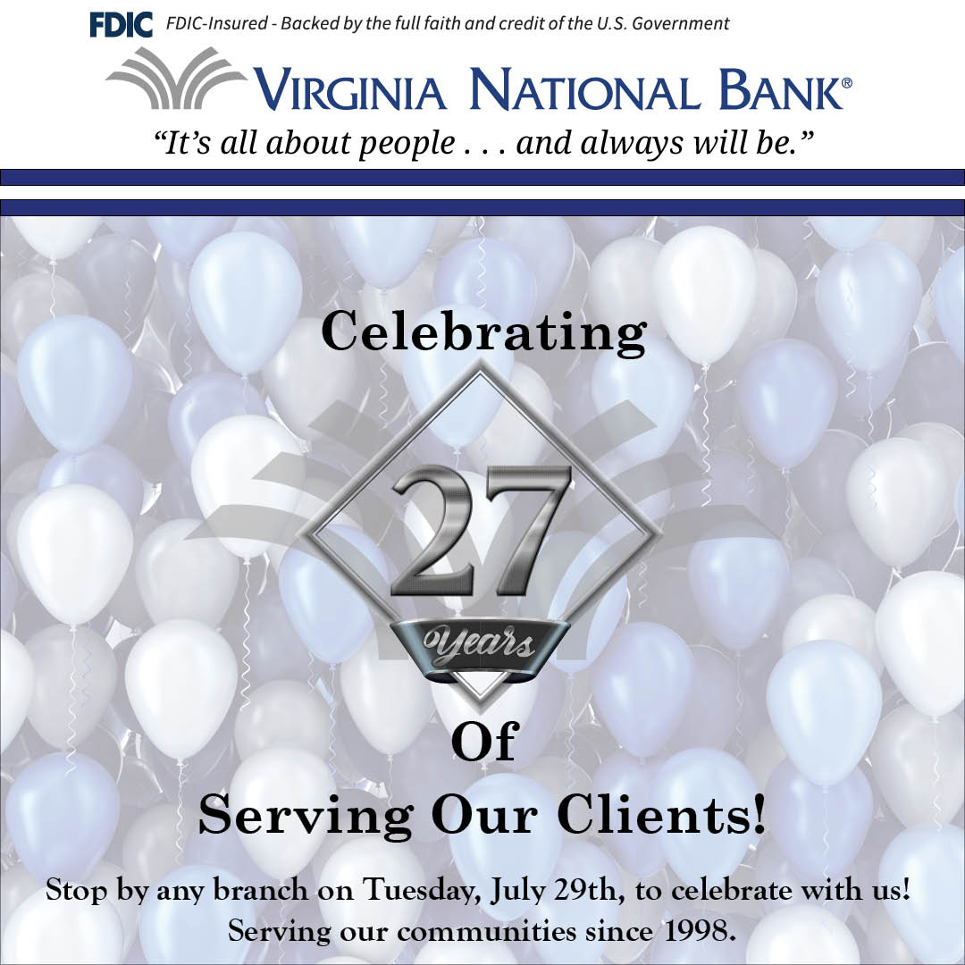 Stop by any branch on Tuesday, July 29th, to celebrate with us!

Learn more about VNB:
youtube.com/watch?v=pAv_yE…