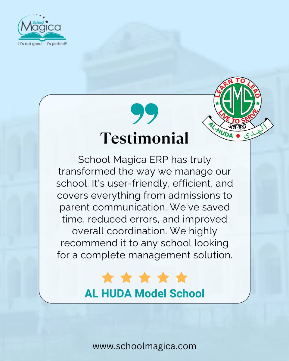 TechiorSolution's tweet image. 🌟 Client Feedback Spotlight 🌟 
Thank you for trusting School Magica 
..
..
..
.
#ClientFeedback #SchoolMagica  #DigitalSchool #SchoolERP #Techior #OnlineSchoolManagement  #SmartSchool #ParentTeacherCommunication #HappyClients