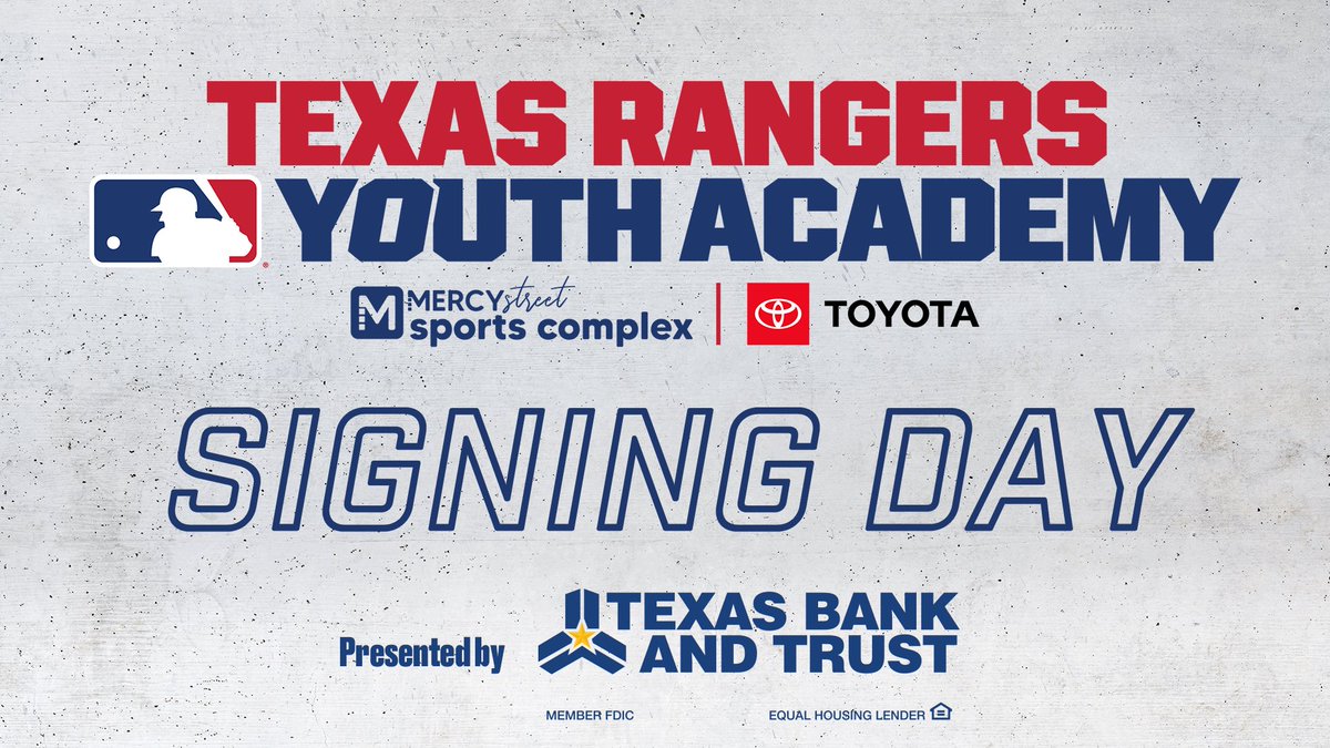 Texas Rangers Youth Academy (@rangersya) on Twitter photo Today at 11:00am at Globe Life Field come out and support Texas Rangers Youth Academy College Signing Day presented by Texas Bank and Trust. 
We will be recognizing 18 academy athletes who will be continuing their academic and athletic careers at the collegiate level this fall. Today at 11:00am at Globe Life Field come out and support Texas Rangers Youth Academy College Signing Day presented by Texas Bank and Trust. 
We will be recognizing 18 academy athletes who will be continuing their academic and athletic careers at the collegiate level this fall.