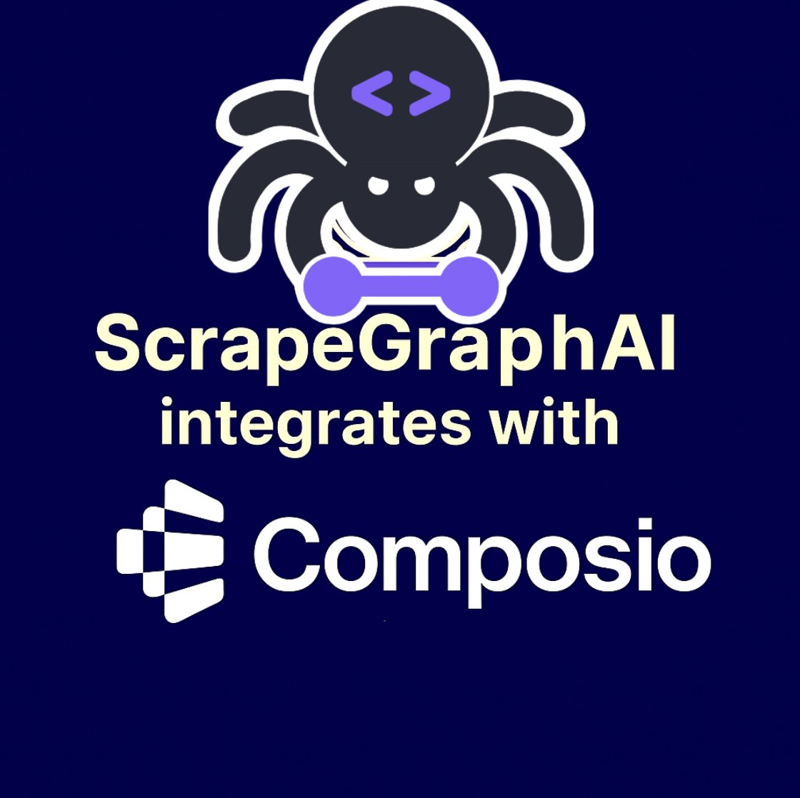 scrapegraphai's tweet image. 🔥 ScrapeGraphAI is now live on @composiohq 

You can now scrape the web with natural language inside any AI agent ⚙️
Works with 250+ tools Notion Sheets Slack and more
→ Docs: docs.composio.dev/tools/scrapegr…
→ Try it: scrapegraphai.com/?utm_source=tw…

Build smarter agents
Ship faster
#AI #LLM…