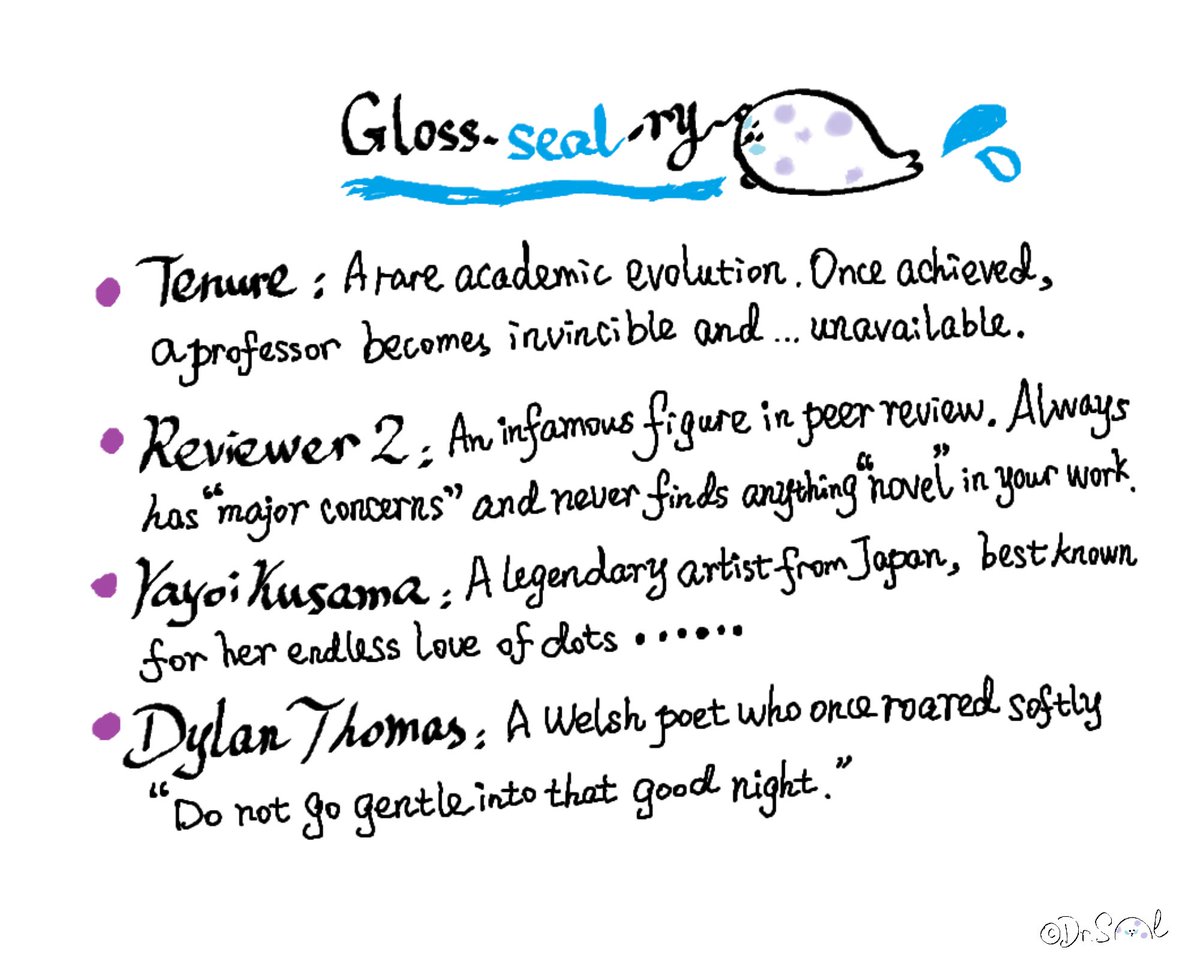 drseal_fin's tweet image. Welcome to the gloss-seal-ry 🦭💡 no one asked for but it shows just how sealious this is. 💼🧐

Tenure, Reviewer 2, Yayoi Kusama, and Dylan Thomas

#drseal #mba #sealiously #sealiousmbaecon #sealiousmbafin #sealit