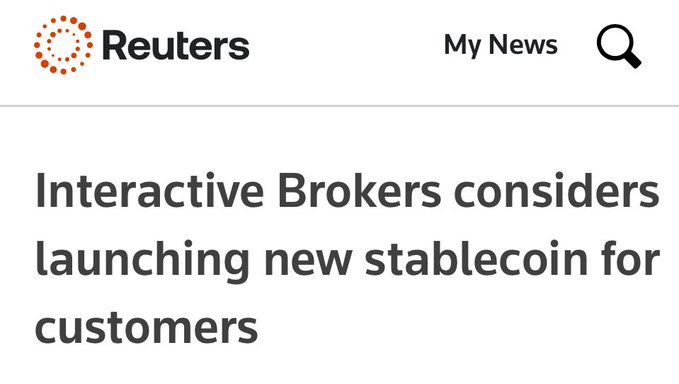 Reuters headline announcing Interactive Brokers considering a new stablecoin launch