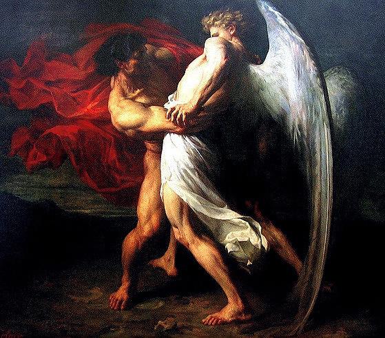 covertress's tweet image. Encounter with an angEL?

Jacob, alone at night by the Jabbok River, wrestled with a mysterious figure—often interpreted as an angel or God—until dawn. Despite a dislocated hip, Jacob persisted, demanding a blessing. The figure blessed him, renaming him Israel, meaning &quot;he…