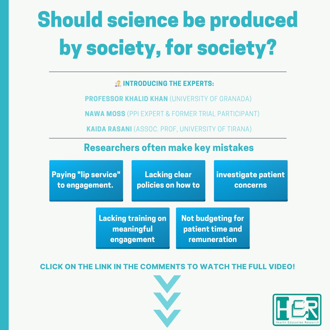 Profkkhan's tweet image. Science should be produced by society, for society! 🤔💡 Researchers often make key mistakes like paying "lip service" to engagement and lacking clear policies. Let's do better! 🗣️ #ScienceForSociety #ResearchEthics #PatientEngagement #ScienceCommunication