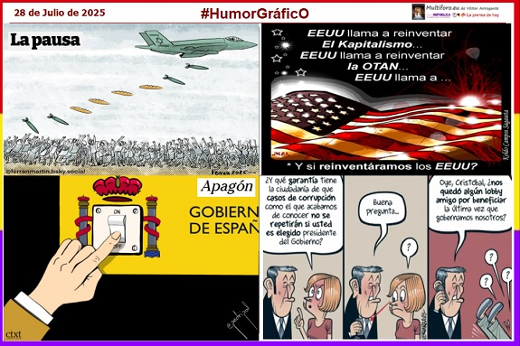 caval100's tweet photo. ►#HumorGráficO
@ferranmartin @JKALvellido @pedripol @bernardovergara.bsky.social
#28deJulio #EspañaPaisSeguroYTolerante #NoCaeEspaña #AcuerdoUEEEUU #porlaRepública #OTANNoBasesFuea #TrumpEEUU #IsraelGenocida #Gaza #Rusia #Ucrania #NoALaGuerra .
https://t.co/nzCkPrs6M6 https://t.co/CzKBOqWVXz