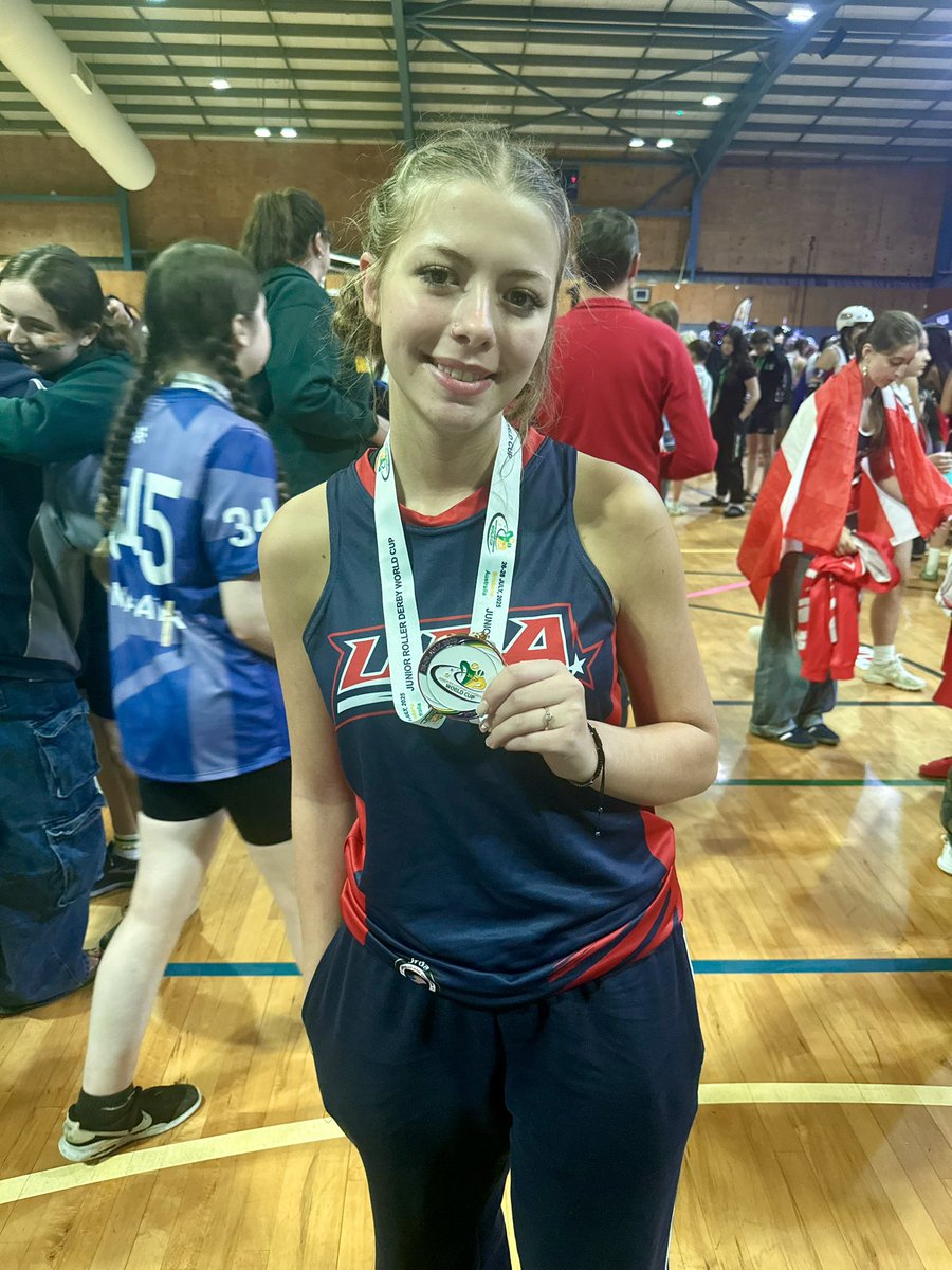 Proud Mom Post! My daughter Layla (aka derby name: Baby Stretch) and the USA Junior Roller Derby Open division team won the Junior Roller Derby Association World Cup- going undefeated the entire weekend! She is bringing the gold medal home from Australia to Maryland 🥇Go team 🇺🇸