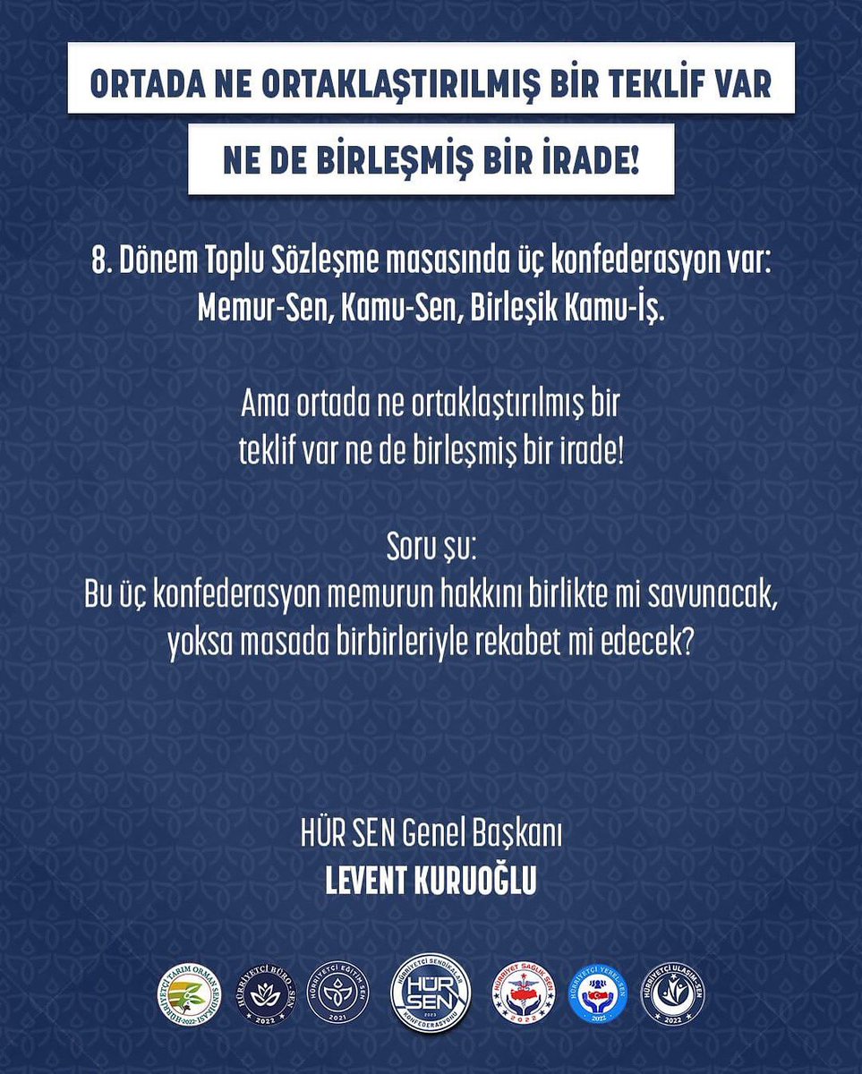 Zehra BERBER (@zehraberber16) on Twitter photo ORTADA NE ORTAKLAŞTIRILMIŞ BİR TEKLİF VAR NE DE BİRLEŞMİŞ BİR İRADE!
<a href="/HurEgitimSen/">Hürriyetçi Eğitim Sen Genel Merkezi</a>
<a href="/leventkuruoglu/">Levent Kuruoğlu</a>
<a href="/ahasanpasaoglu/">Ali İhsan HASANPAŞAOĞLU</a>
<a href="/serdarkaracaol5/">Serdar KARACAOĞLU</a> <a href="/SeyitDuran123/">Seyit DURAN</a> ORTADA NE ORTAKLAŞTIRILMIŞ BİR TEKLİF VAR NE DE BİRLEŞMİŞ BİR İRADE!
<a href="/HurEgitimSen/">Hürriyetçi Eğitim Sen Genel Merkezi</a>
<a href="/leventkuruoglu/">Levent Kuruoğlu</a>
<a href="/ahasanpasaoglu/">Ali İhsan HASANPAŞAOĞLU</a>
<a href="/serdarkaracaol5/">Serdar KARACAOĞLU</a> <a href="/SeyitDuran123/">Seyit DURAN</a>