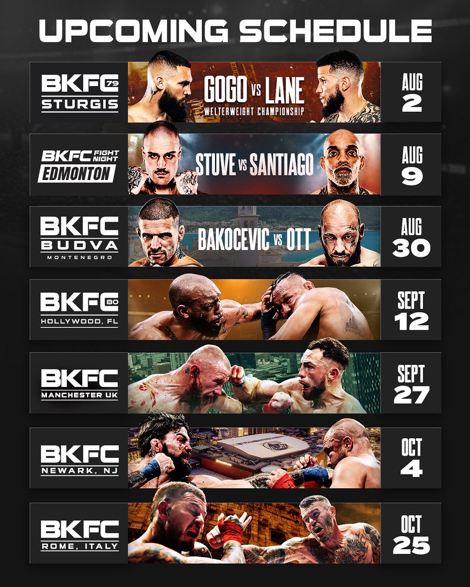 Upcoming events through October! Get your tickets at BKFC.com!