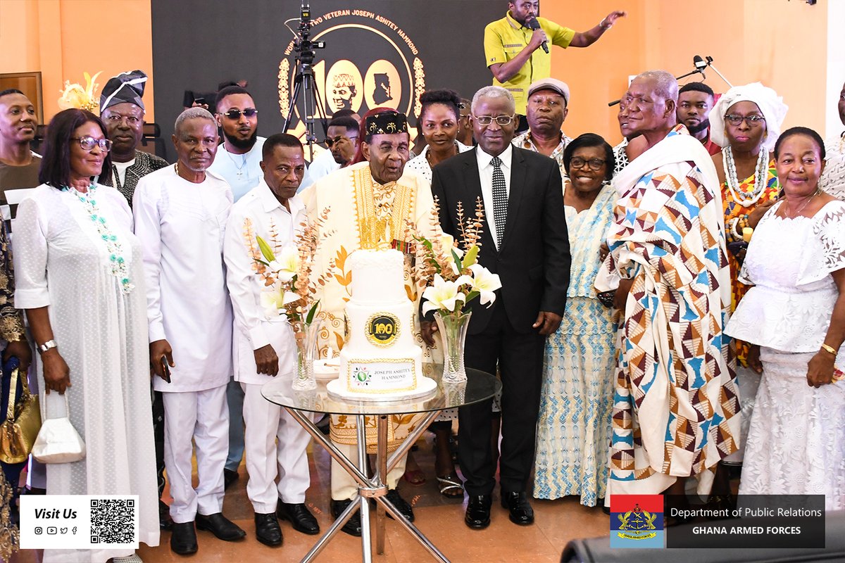 GhArmedForces's tweet image. The Ghana Armed Forces (GAF) in collaboration with the Joseph Ashitey Hammond Foundation has held a centenarian celebration ceremony for World War II Veteran, WOI Joseph Ashitey Hammond (Rtd).

gafonline.mil.gh/news/gaf-celeb…