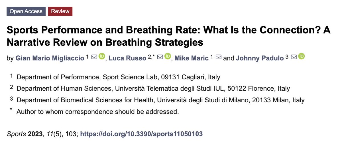 justin_ternes's tweet image. Sports Performance and Breathing Rate: What Is the Connection? A Narrative Review on Breathing Strategies - courtesy of @breath_Guy
mdpi.com/2075-4663/11/5…