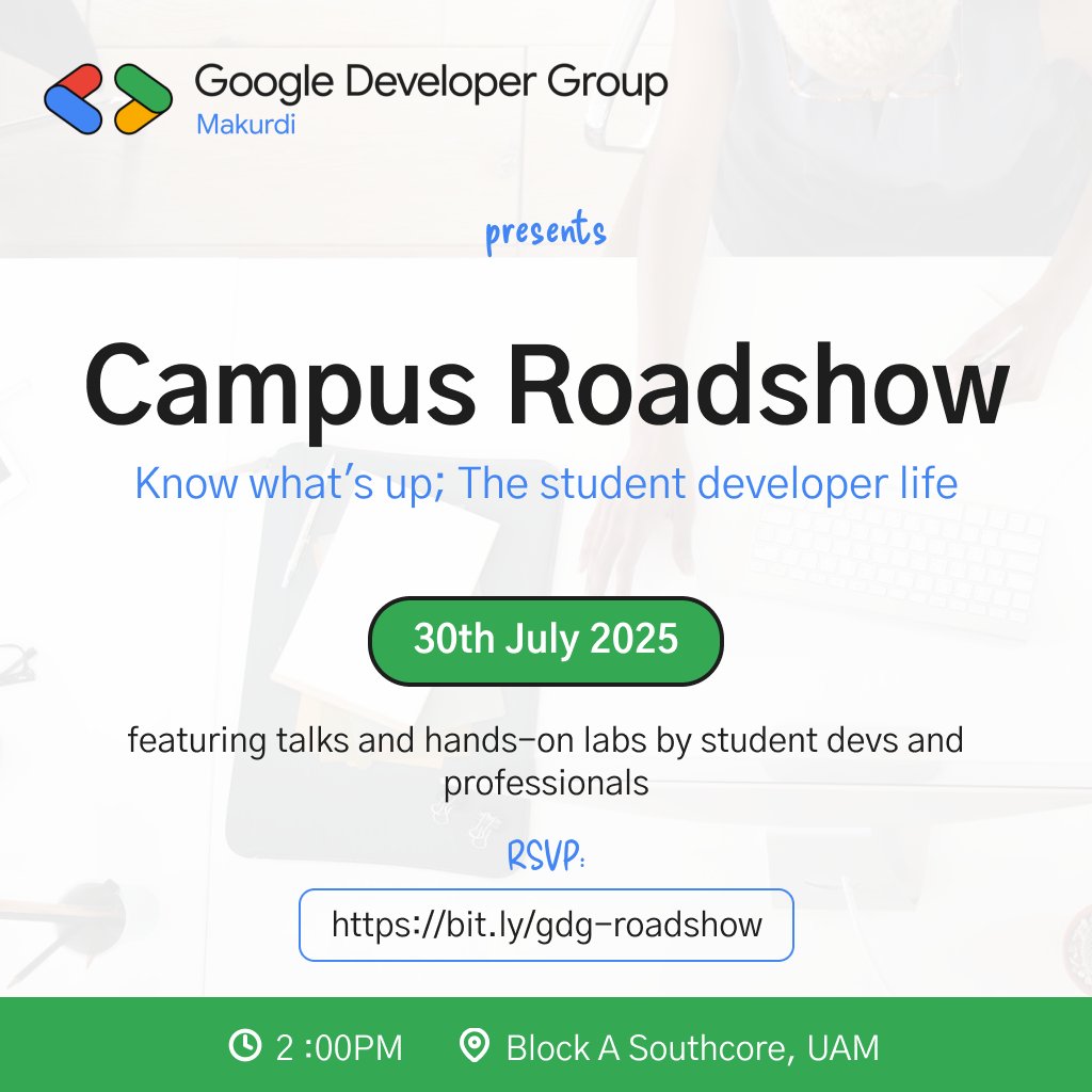 We're excited to be going back to UAM. Join us this week for our Roadshow at the university campus.

RSVP: bit.ly/gdg-roadshow