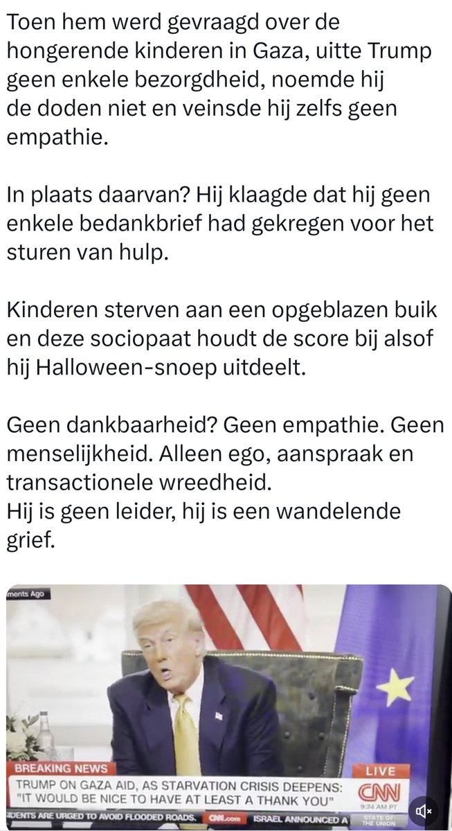 PMLtenZijthoff's tweet image. Trump over Oekraïne; die oorlog moet stoppen te veel doden. Teveel levens.
Trump over Gaza; Geen enkel bedankje voor alle voedsel dat wij sturen. Geen enkel.

Epstein heeft hem postuum nog flink bij de ballen en knijpt nog eens aan. Ten koste van de Palestijnen.