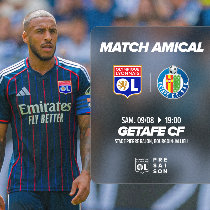 OL_English's tweet image. 🔴 Pre-season 🔵

See you on Saturday, August 9th at 7:00 PM in Bourgoin-Jallieu for our final preparation match against Getafe CF!