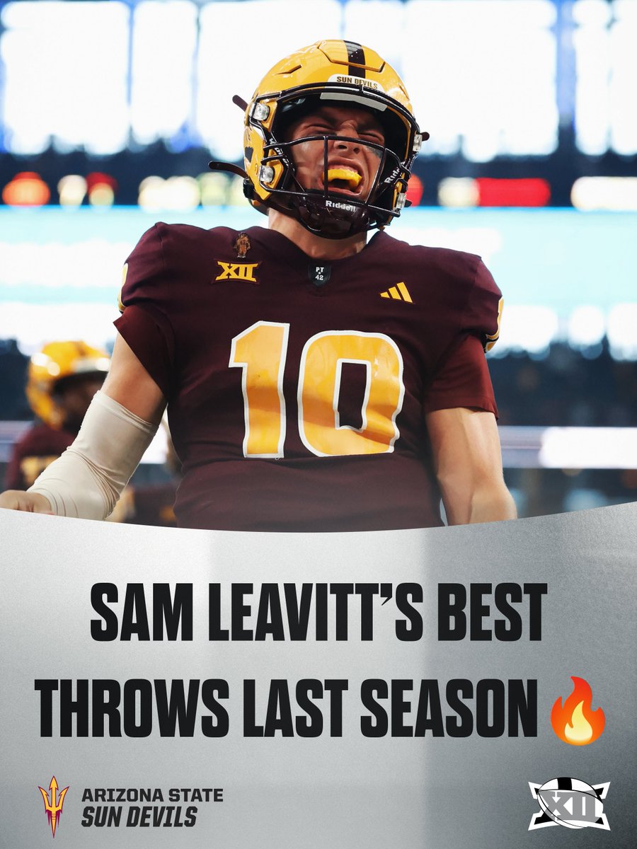 Big 12 Conference (@big12conference) on Twitter photo Take a look at some of Sam Leavitt's best throws from 2024 and vote on your favorite below š§µ
#Big12FB | <a href="/ASUFootball/">Sun Devil Football</a> Take a look at some of Sam Leavitt's best throws from 2024 and vote on your favorite below š§µ
#Big12FB | <a href="/ASUFootball/">Sun Devil Football</a>