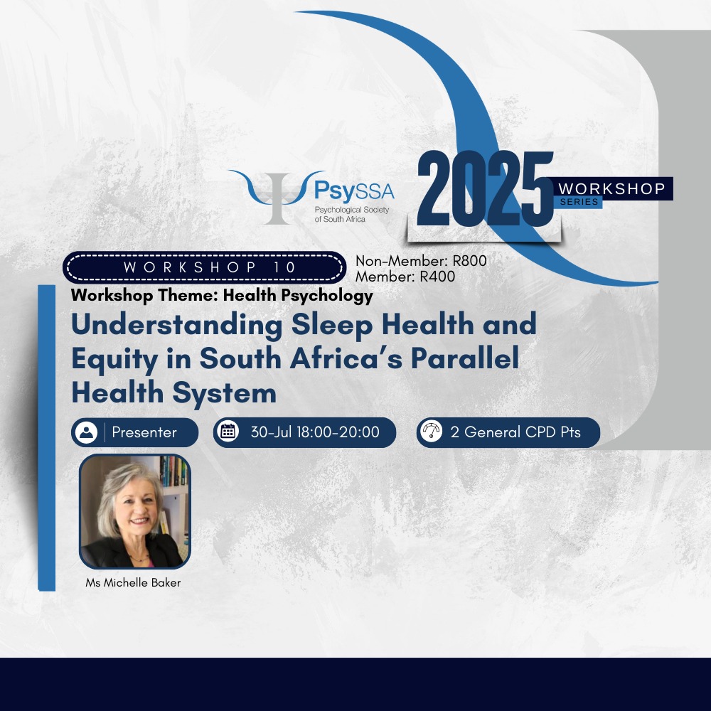 PsySSA_'s tweet image. 🕑 2 Days to Go!
🛌 Workshop 10: Sleep Health & Equity in SA’s Parallel Health System
📅 30 July 2025 | 🕕 18:00–20:00
🎓 2 CPD Points | 🎙️ Michelle Baker
Sleep is a right, not a privilege.
Join the movement for #SleepEquity.
🔗 psyssa.com/events/worksho…
#PsySSA #CPD #MentalHealth