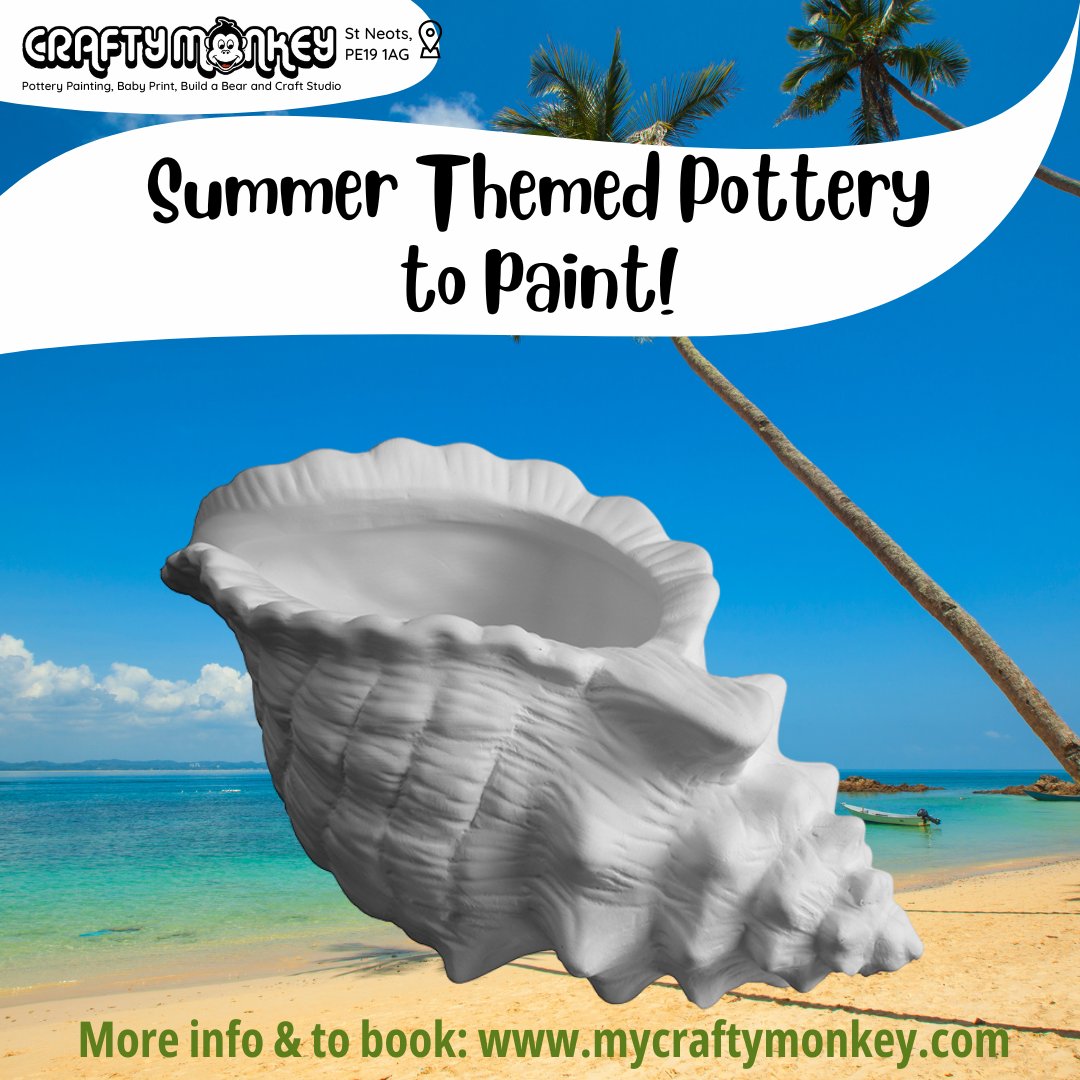 MyCraftyMonkey's tweet image. Don’t be shellfish; share the fun! Bring your friends ☀️🐚 #potterypainting #pyop #potterypaintingstudio #paintyourownpottery #stneots #cambs #cambridgeshire #creativeactivities #huntingdonshire #thingstodocambs #creativethingstodo #creativedaysout