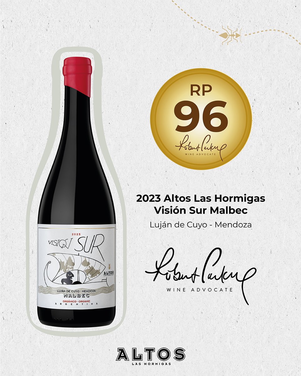 ALHmalbec's tweet image. 🥇 Nuestro nuevo Malbec Visión Sur fue premiado con 96 puntos por Robert Parker, the Wine Advocate 🙌🏻

#VisionSur #Malbec #LujandeCuyo