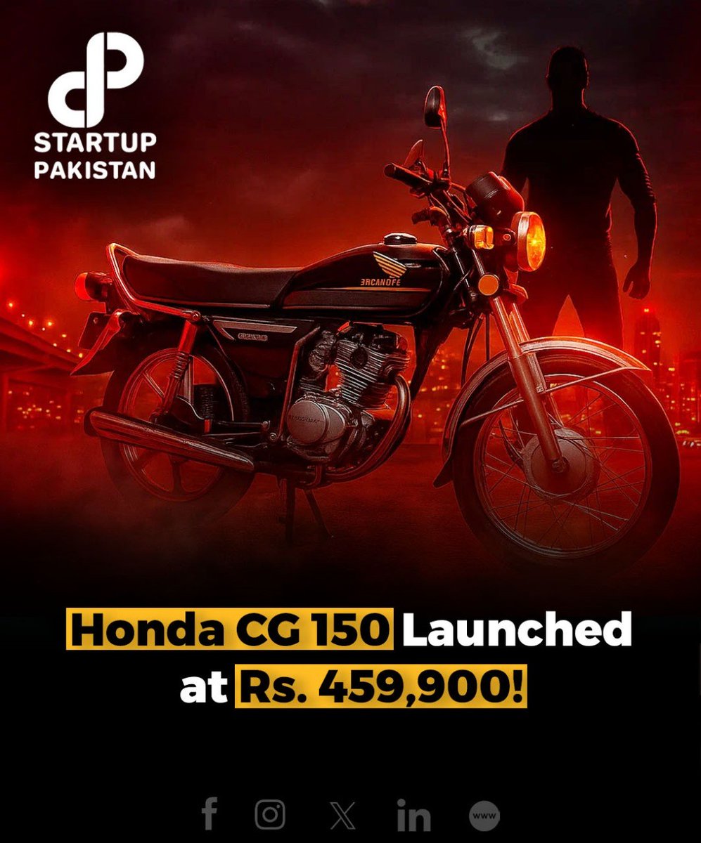 PakStartup's tweet image. Atlas Honda has officially launched the Honda CG 150 in Pakistan, marking a major addition to its 150cc lineup after several years. 
#HondaCG150 #AtlasHonda #BikeLaunchPakistan