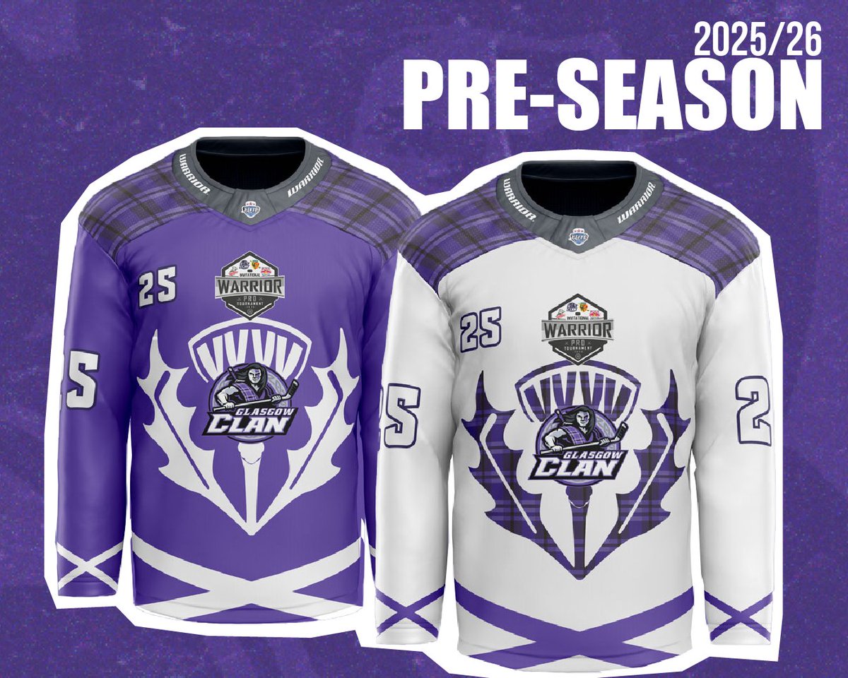 ClanIHC's tweet image. Today’s the last day to order your Pre-Season Jersey for guaranteed delivery before our first game 🆚 Hervlev Eagles on 22nd August at @ArenaBraehead 💜

Rep the Clan in style this pre-season with your choice of Purple or White — featuring our brand-new thistle and saltire…
