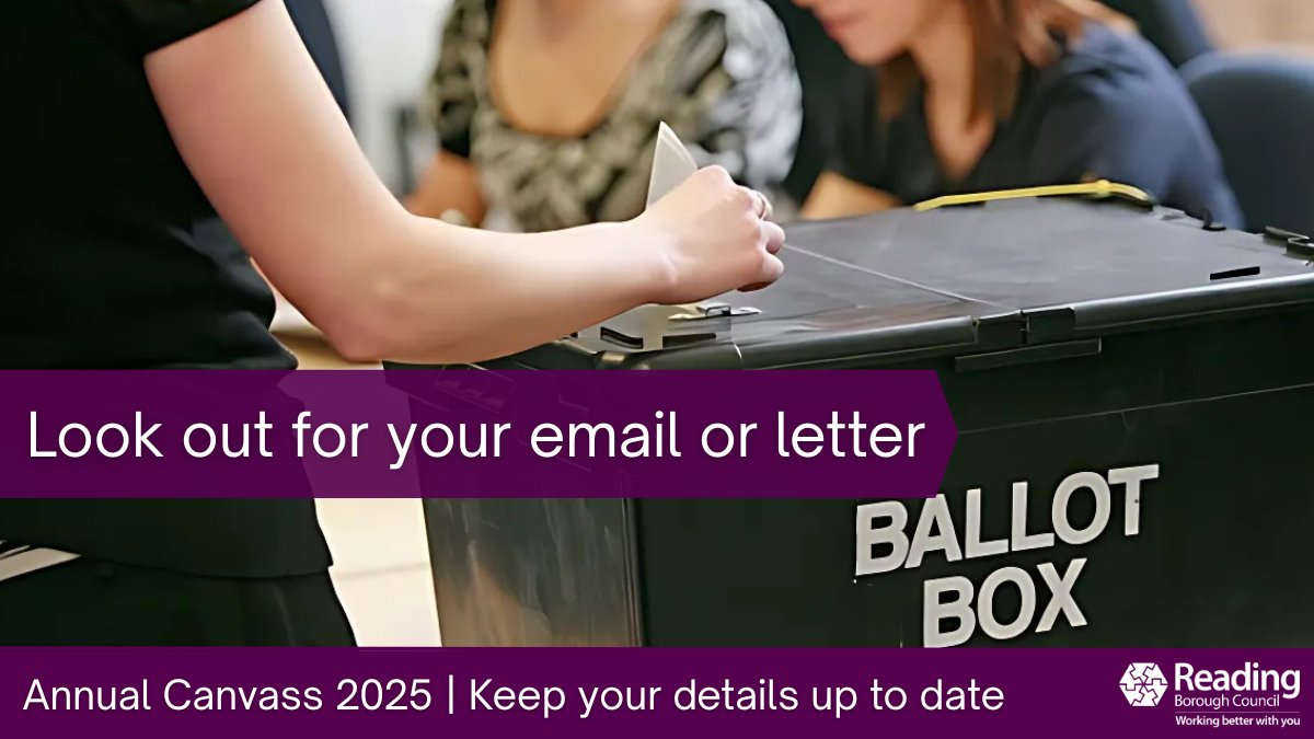 ReadingCouncil's tweet image. Have you received your Annual Canvass form? ✉

We contact Reading households each year to keep the electoral register up to date. You may get a letter or an email, check your details and report any changes. 

Your vote matters, don’t lose it.