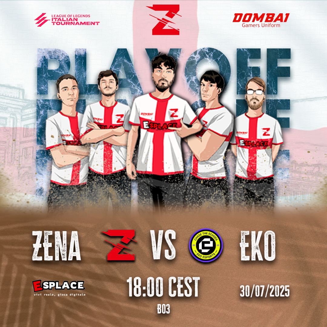 𝑀𝒶𝓉𝒸𝒽𝒹𝒶𝓎
🔝 Playoff – Upper Bracket in gioco!
Ci giochiamo il tabellone dei grandi di <a href="/lit_official_it/">LIT</a>  contro gli <a href="/ekoesportsgg/">EKO Esports</a> 
Start alle 18:00: 📺 twitch.tv/zenaesportslit

#leagueoflegend #leagueit #leagueitalia #leagueita #zena #zenaHYPE #lol #video #videogames