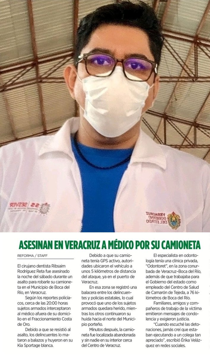 Mientras tanto en Veracruz.

A un médico le roban su camioneta y lo asesinan

No tarda en salir a decir Rocío Nahle que "probablemente" fue un infarto por no aguantar los disparos..

Pobre Veracruz..
Pobre México...