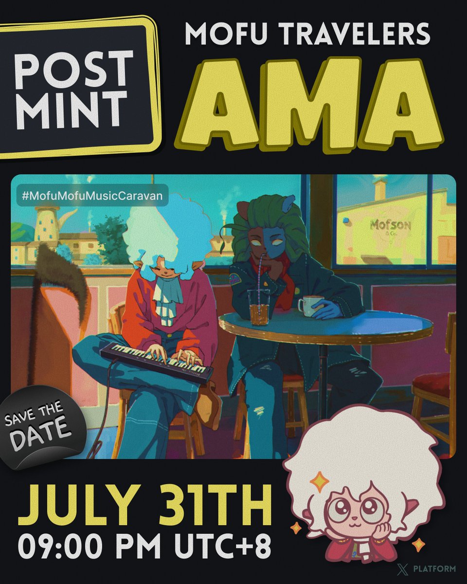 "The dust has barely settled. 
But the Caravan does not idle."  

☁️ The Mofu Travelers Post-Mint AMA
⏰ Thursday, July 31th, 9:00 PM (UTC+8)
📍 x.com/i/spaces/1YqGo…

Join the founder of Mofu for a gathering beneath the quiet sky. 
We will reflect on the sale, share untold