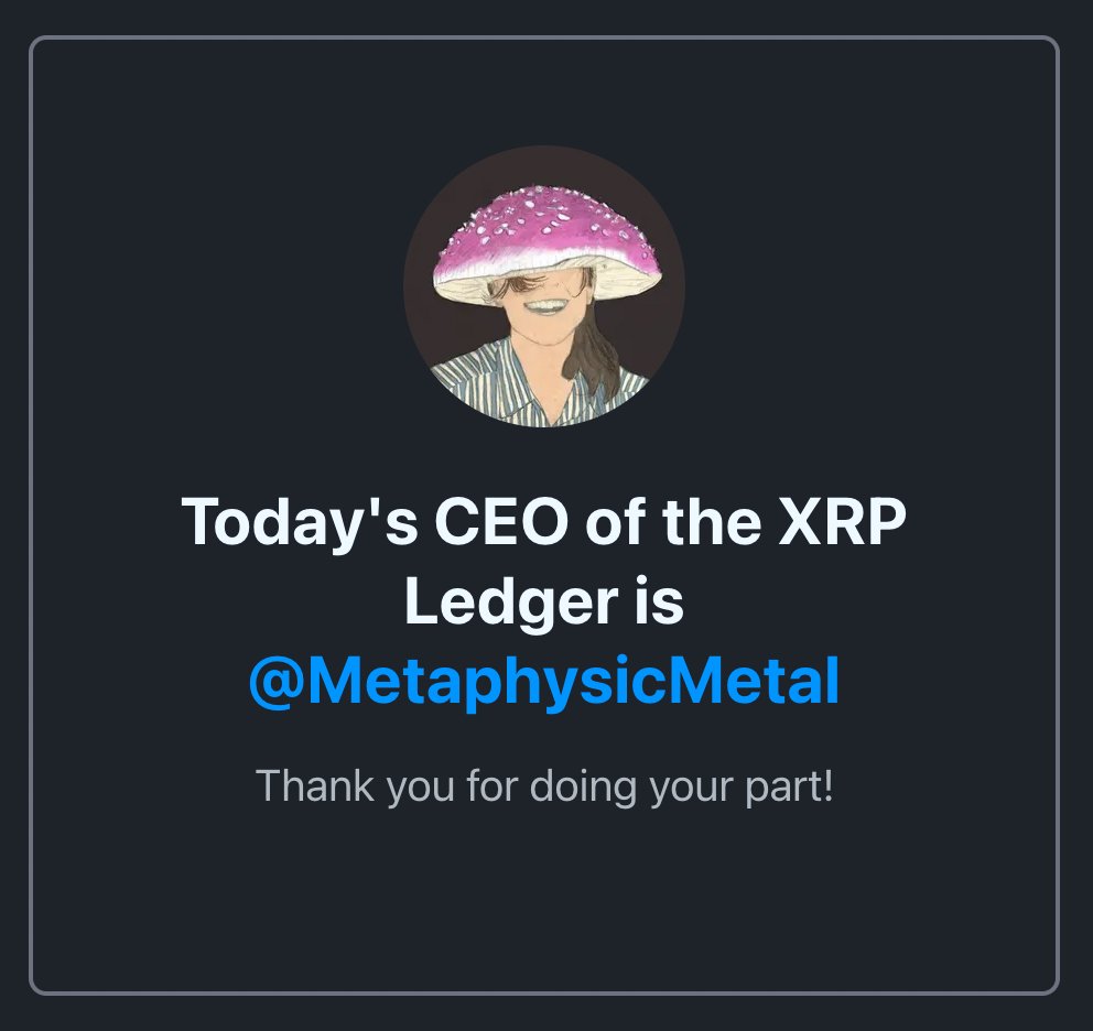Congrats <a href="/MetaphysicMetal/">Metaphysical Metal</a> ! You are CEO today 🤝