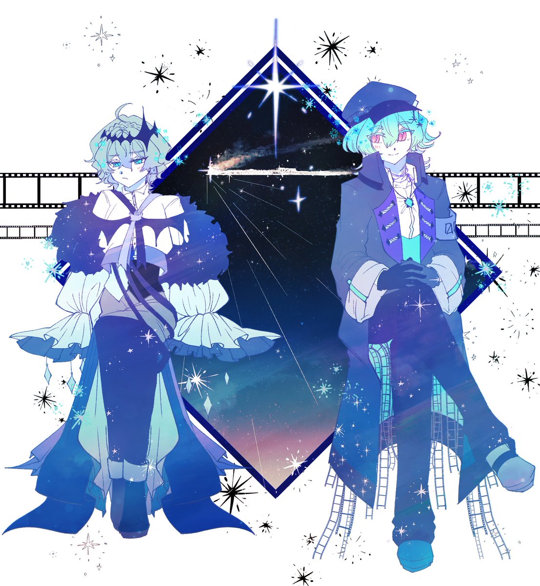 jetblacklie07's tweet image. #男の子のイラストだけで興味を持ってくれる方へ届け 
銀河鉄道の夜イメージ