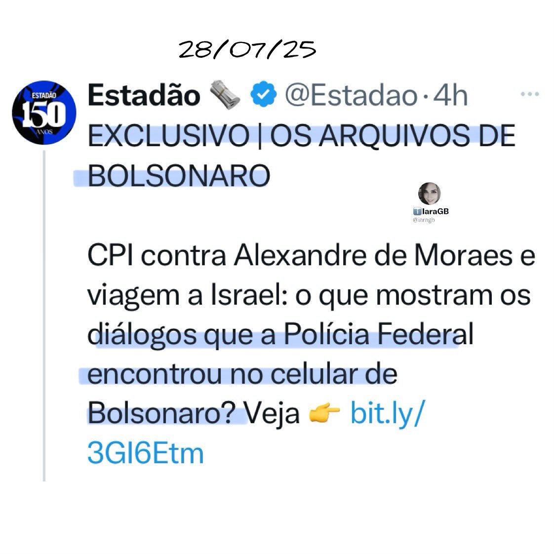 iaragb's tweet image. A ABSTINÊNCIA DA CENSURA À BOLSONARO‼️

O consórcio está tão desesperado por falas de Bolsonaro, que precisou levantar vazamentos de 2023 de um inquérito sigiloso.

Os áudios são patéticos…