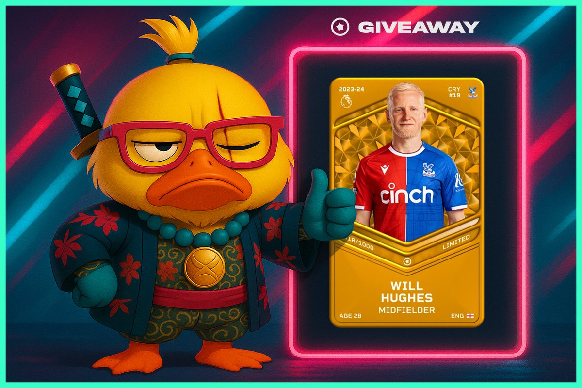 🎁 DAILY SORARE GIVEAWAY 🎁

🏴󠁧󠁢󠁥󠁮󠁧󠁿 WILL HUGUES
⚽️ MID - 30 y/o - Crystal Palace

To Enter:
✅ Follow, Like, &amp; RT
✅ Comment "Sorare Giveaway"
✅ Tag an Active Sorare Friend [No Repeat]

🗓️ Winner Announced Tomorrow 🌜
🍺 Cheers
🐥 Wadda

#Sorare #Giveaway #SorareGiveaway