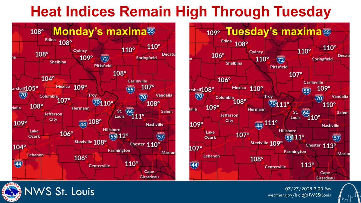 It's another HOT start to the week.

The dangerous heat continues, so take extra precautions when outside.

<a href="/FOX2now/">FOX2now</a> highlighted how your #SCC First Responders are taking care to keep ourselves &amp; our K9 partners cool, so we can take care of YOU.

fox2now.com/news/missouri/…