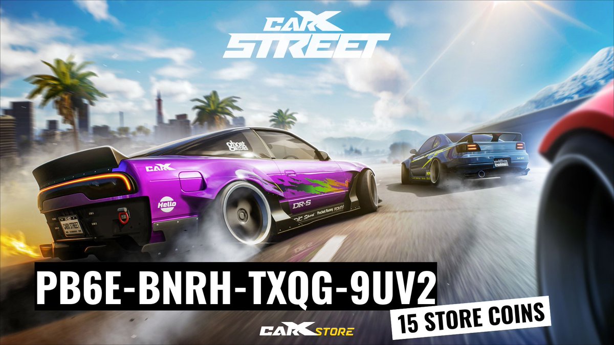 What's up, drivers! 👋
🎁We've got a small gift for CarX Street Mobile players - a free promo code for 15 store coins in the one and only CarX Store!

❗️This code is live only for 3 hours! ❗️

👀 Please make sure you're logged into your personal cabinet and that your CarX Street