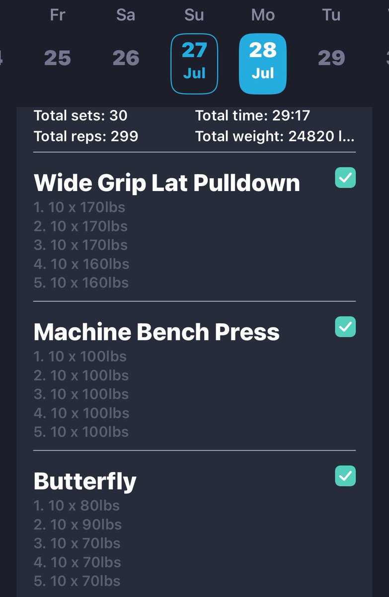 Silverback375's tweet image. Monday is all about moving. Starting the week with a little suck.
5min Elliptical (warm up)
Strength 29:17
2min rest
5K Row 27:16
Total Time: 1hr 5min