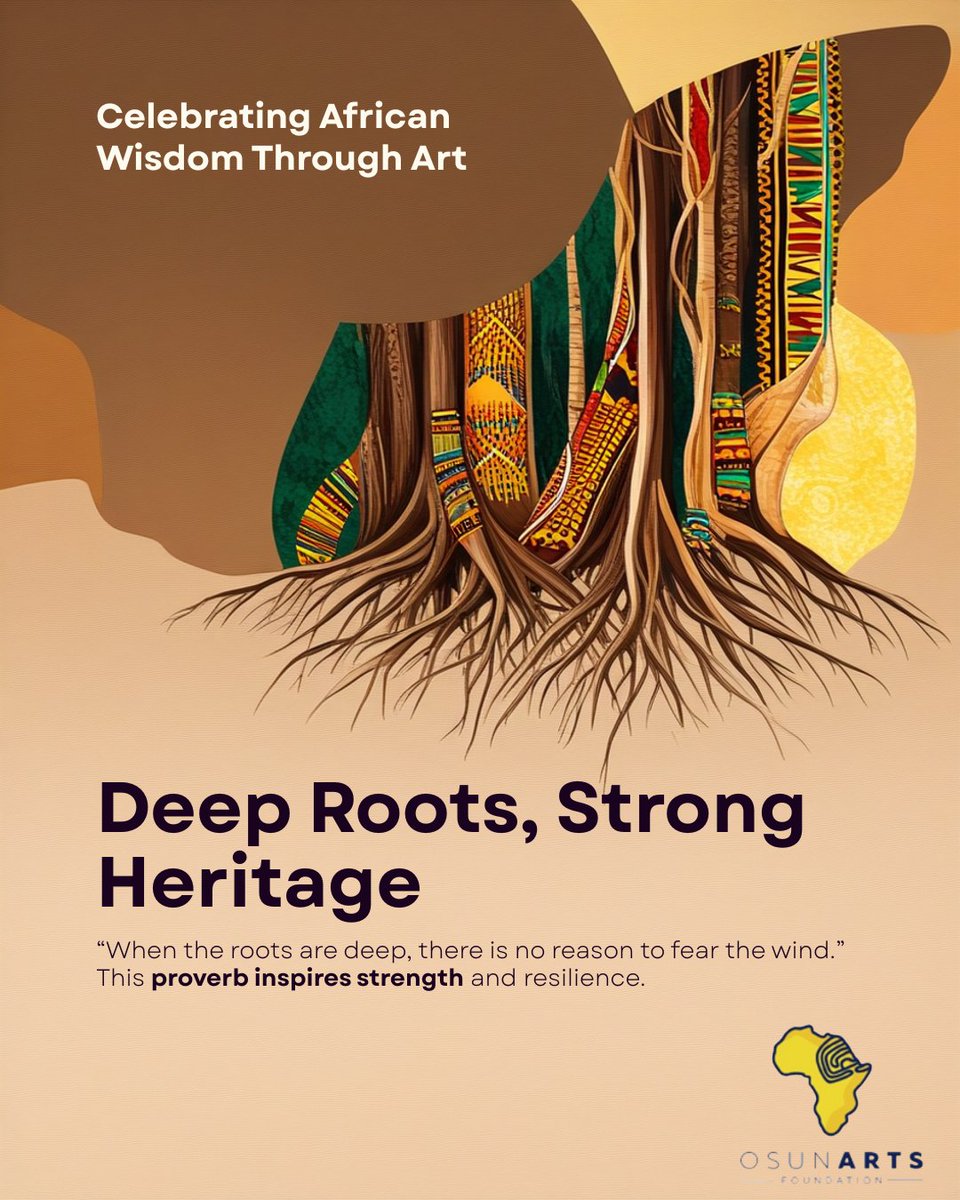 ✍🏾 “Wisdom We Write” – African Proverbs in Art

"When the roots are deep, there is no reason to fear the wind." 🌳

🎨 Because every saying holds a story — and every story deserves a stage.

#OsunArtsFoundation #AfricanProverbs #WisdomWeWrite #ArtWithMeaning #CulturalWisdom