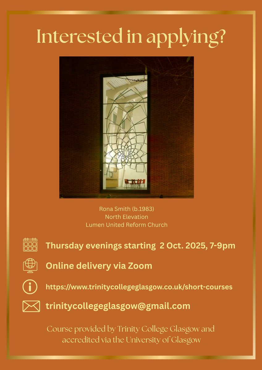 Check out our Contemporary Art and Worship course.
trinitycollegeglasgow.co.uk/short-courses
#practicaltheology #worship #ChurchWorship #Ministy #pastoraltheology #Artinworship #churchofscotland #reformedtheology
