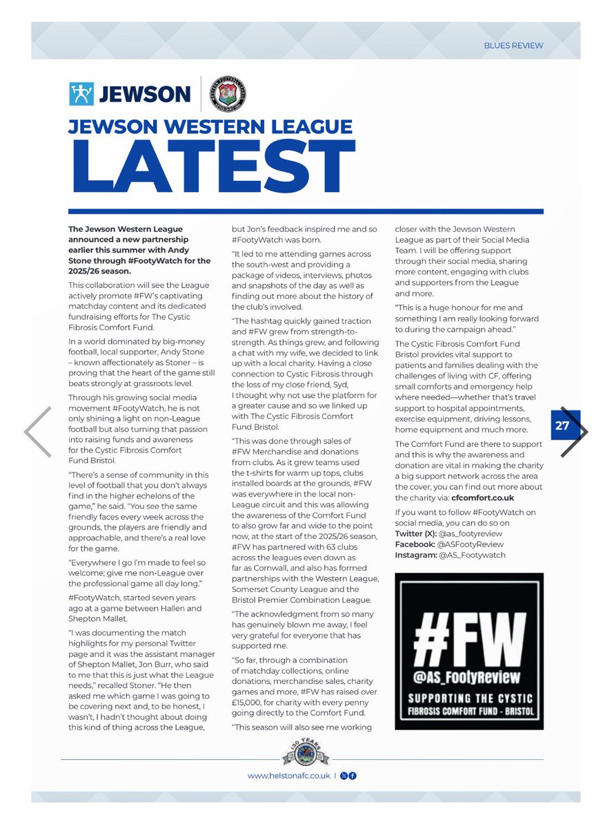 AS_FootyReview's tweet image. Nice to see my programme interview with @HelstonAFC from the game Sat, check it out on their matchday link below from the @_WesternLeague_ clash with Wellington sponsored by @Jewson on the link below ⬇️ #FW #SupportingCF #SupportingNonLeagueFootball 

zeeon.co.uk/gamehub/helsto…