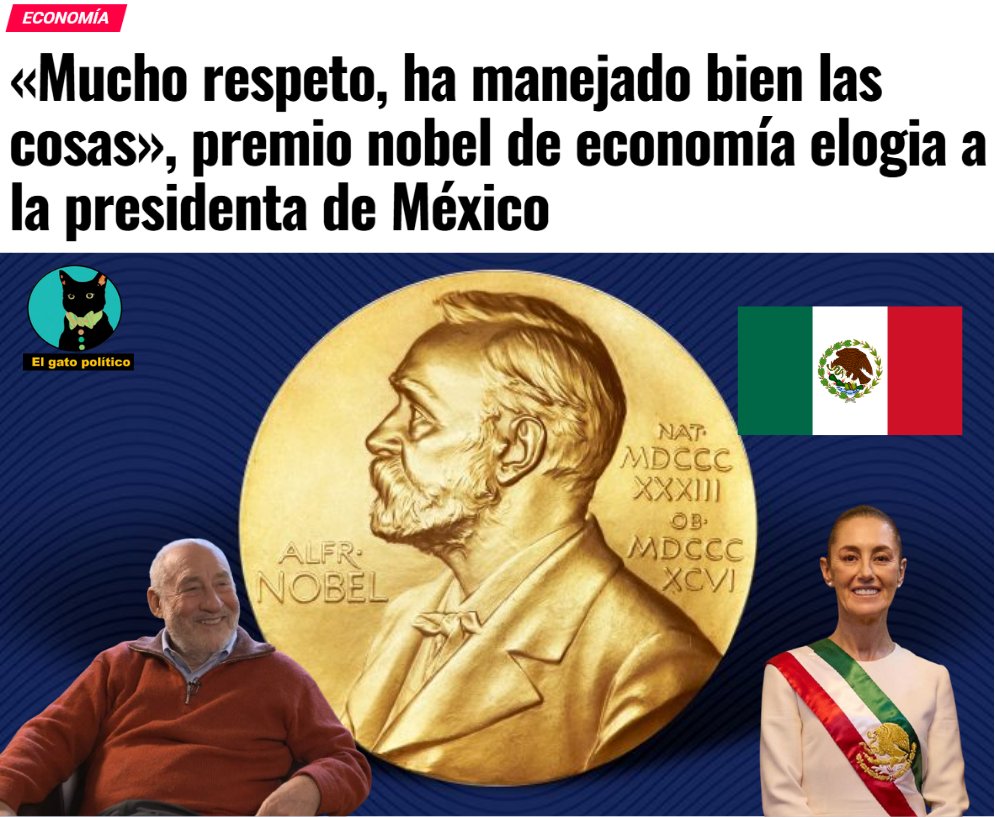 elgatopolitico_'s tweet image. 🔴🔴¿Ño que ño?
Mientras que Chumel, Lord Montajes y el PRIAN critican el manejo económico de Claudia Sheinbaum, Joseph Stiglitz, el nobel de economía, la elogia y resalta su trabajo. 🥁🥁
➡️ ➡️ wp.me/pbiqPq-pR0