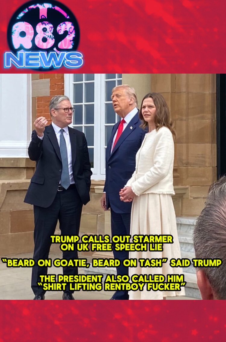 R82FILMS's tweet image. Trump calls out Starmer On UK FREE SPEECH LIE