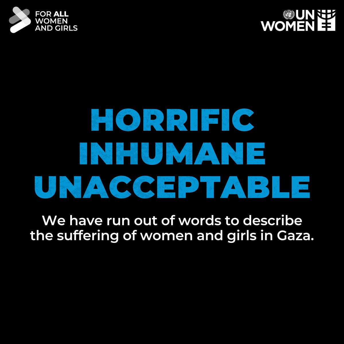 1 million women and girls in #Gaza are starving.

We've run out of words to describe this suffering; only the undeniable truth it must end.

We continue to demand the delivery of urgent lifesaving aid #ForAllWomenAndGirls, an immediate ceasefire, and the release of all hostages.