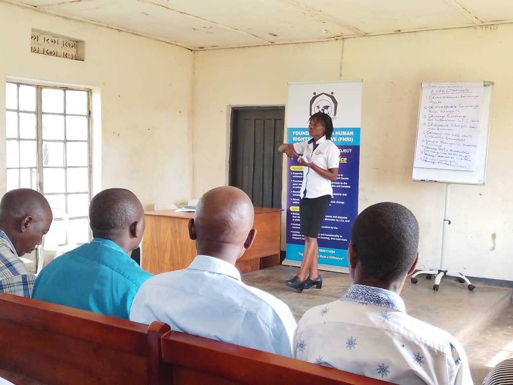 FHRI Bushenyi office is conducting a training program in Katerera, Rubirizi District, focusing on: 1. Roles &amp; responsibilities of LC courts; 2. Enforcement of LC court judgments; 3. Alternative Dispute Resolution techniques;  4. Challenges facing LC courts  &amp; potential solutions