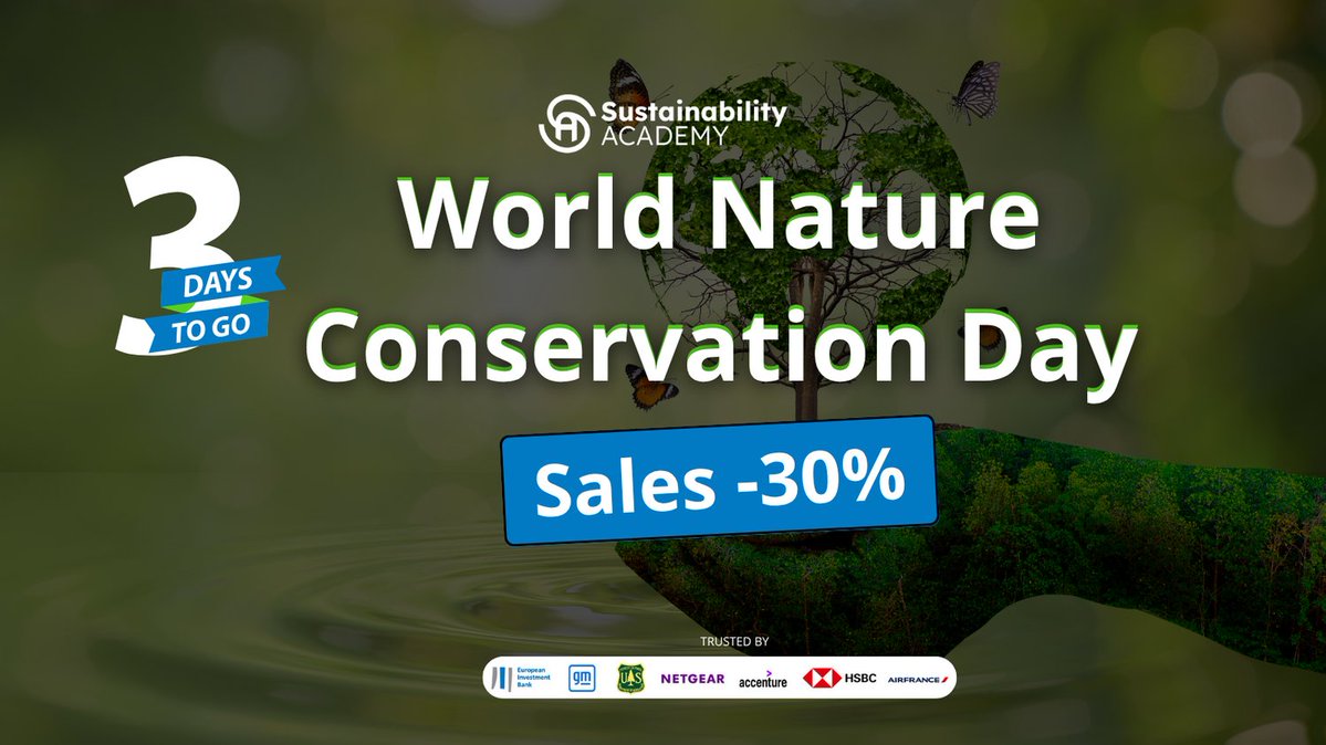 Center for Sustainability & Excellence (CSE) (@cse_network) on Twitter photo 3 DAYS LEFT โณ
30% OFF all <a href="/SustainAcademy/">Sustainability</a> courses ends July 31!
๐ ESG, Net Zero, Circular Economy & more
๐ Use code: FLASH30
๐sustainability-academy.org/certified-esg-โฆ
#Sustainability #ESG #OnlineLearning #ClimateAction 3 DAYS LEFT โณ
30% OFF all <a href="/SustainAcademy/">Sustainability</a> courses ends July 31!
๐ ESG, Net Zero, Circular Economy & more
๐ Use code: FLASH30
๐sustainability-academy.org/certified-esg-โฆ
#Sustainability #ESG #OnlineLearning #ClimateAction
