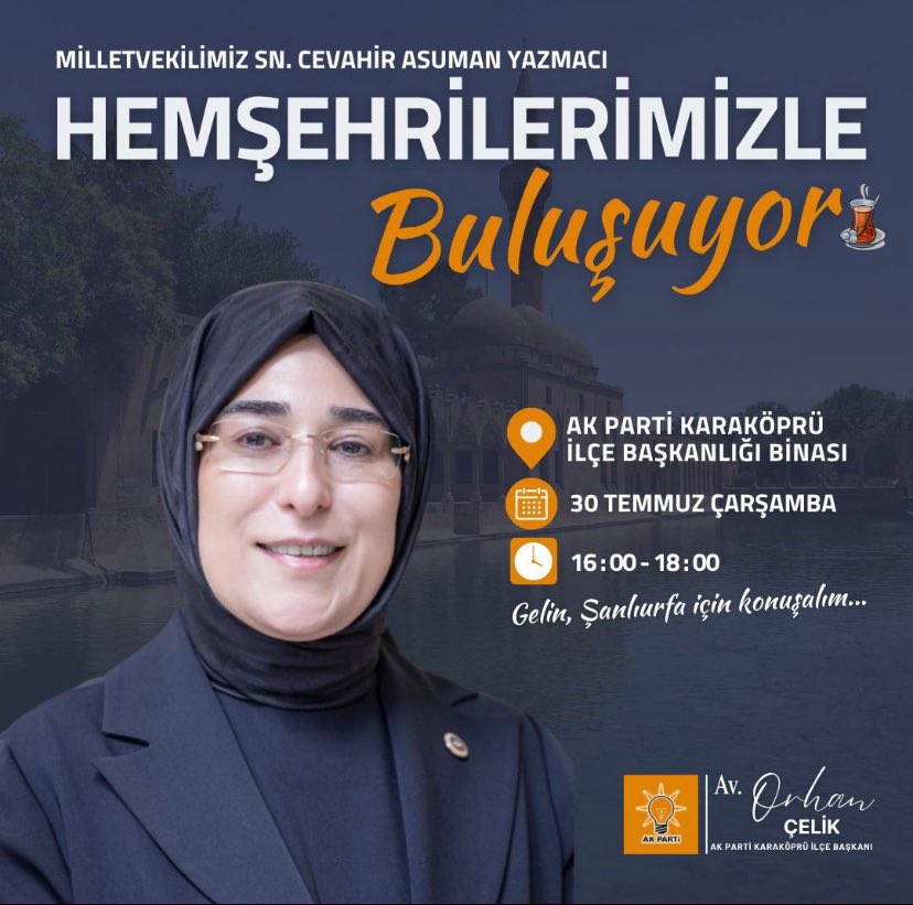 AK Kadınlar Karaköprü (@akkadnkarakopru) on Twitter photo Karaköprü İlçe Başkanlığımızda, Şanlıurfa Milletvekilimiz Sn. <a href="/CYAZMAC/">CEVAHİR ASUMAN YAZMACI</a>’ın katılımlarıyla halk buluşması gerçekleşiyor.
Soruların sorulduğu, çözüm yollarının arandığı bu değerli programda, AK Kadrolar olarak hemşehrilerimizin her daim yanındayız.
Tüm hemşehrilerimizi bekliyoruz. Karaköprü İlçe Başkanlığımızda, Şanlıurfa Milletvekilimiz Sn. <a href="/CYAZMAC/">CEVAHİR ASUMAN YAZMACI</a>’ın katılımlarıyla halk buluşması gerçekleşiyor.
Soruların sorulduğu, çözüm yollarının arandığı bu değerli programda, AK Kadrolar olarak hemşehrilerimizin her daim yanındayız.
Tüm hemşehrilerimizi bekliyoruz.