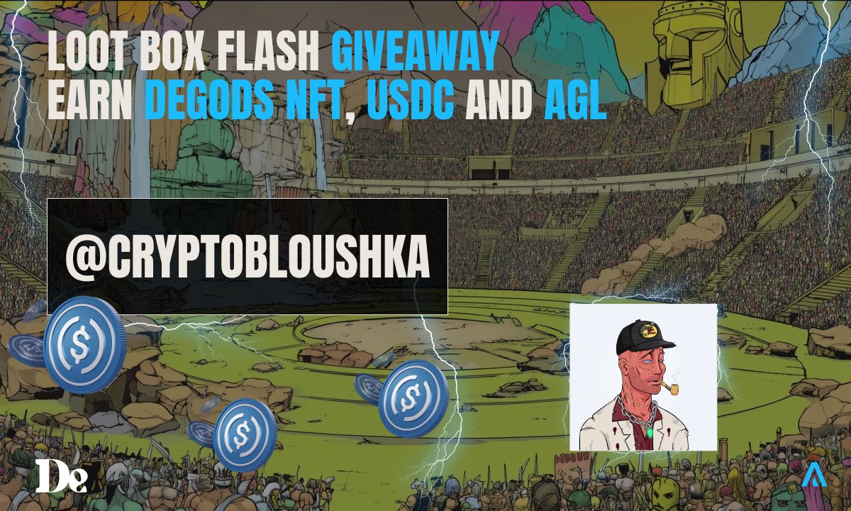 #Giveaway <a href="/AgoraHub_io/">Agora - Web3's Opportunity Arena</a>
Flash Loot Box @Degods on July 30th at 6PM CET
🎁+$4,500 prize pool including USDC, AGL   
with 1 exclusive Degods NFT (floor price: $1,300)
 ✨3 Loot Box to win!
1️⃣Like &amp; Retweet
2️⃣Tag 3 friends
📅Draw: May 29 at 6PM CET
👉 bit.ly/40BaKdq