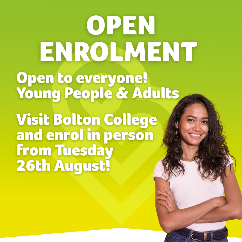 From Tuesday 26th August, enrolment is open to everyone - 16-18 year olds and adults!
If you're ready to start something new, we’re ready to help.
Browse adult courses here: issuu.com/boltoncollege1…
We are Bolton College, Here for You. 🌟