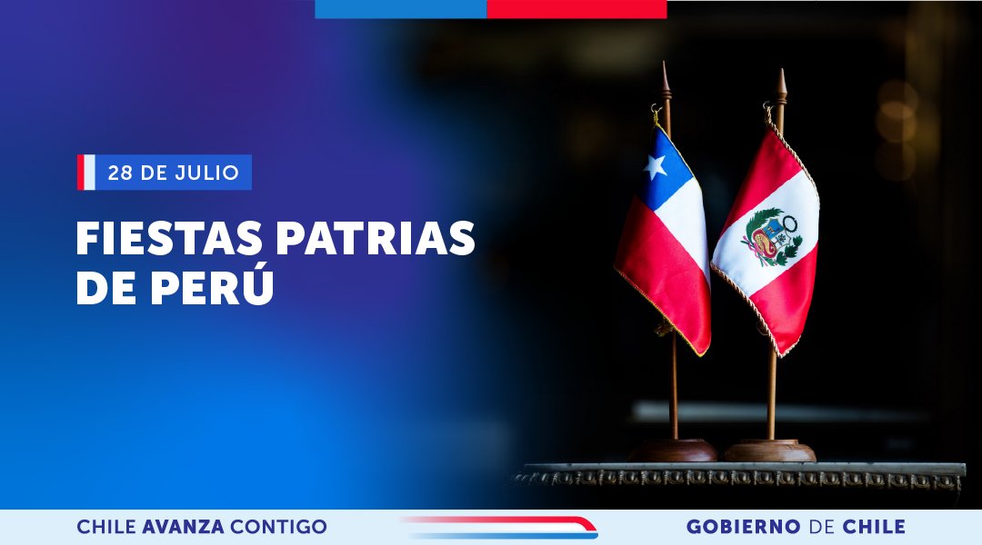 Minrel_Chile's tweet image. Saludamos fraternalmente al pueblo y al Gobierno del Perú en el aniversario de su Declaración de Independencia. Celebramos la sólida amistad, la historia compartida y la próspera relación bilateral que une a nuestros países. 🇨🇱🤝🇵🇪