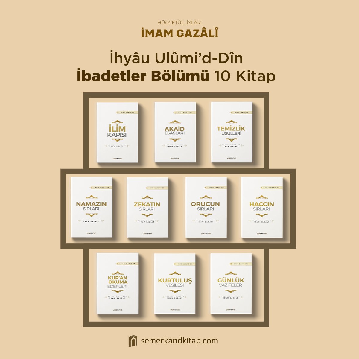 İhyâu Ulûmi’d-Dîn  İbadetler Bölümü 10 Kitap

İhyâ’nın birinci kısmını oluşturan “İbadetler” bölümündeki konuları içerir. İmam Gazâlî rahmetullahi aleyh bu bölümde ibadetleri, niyet, ihlas ve kalp zaviyesinden ele alır. 

Kul ile Allah Teâlâ arasındaki ilişkiyi sağlamlaştıran