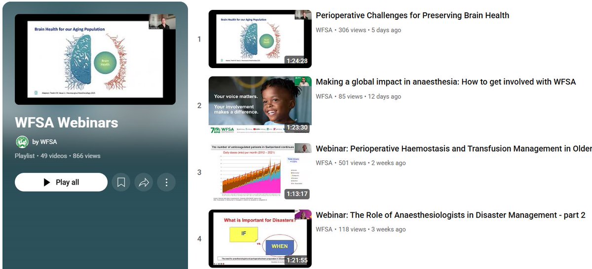 wfsaorg's tweet image. 🧠🎥 Recently added! Watch our latest webinar Perioperative Challenges for Preserving Brain Health – now on the WFSA Webinars playlist.

Explore the full collection of expert-led sessions here:
📺 shorturl.at/aaBoS